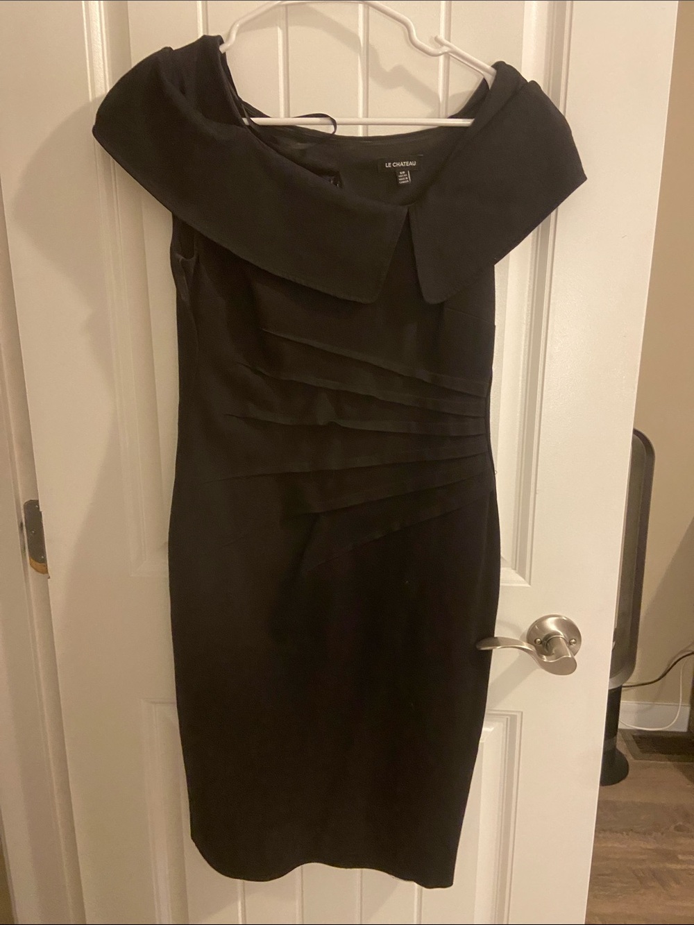 le chateau Black One-Shoulder Pleated Sheath Dress